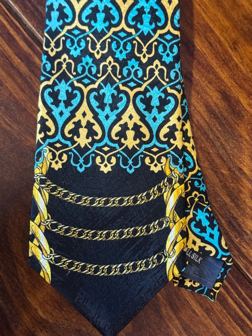 Vintage 1996 Rush Limbaugh No Boundaries Black, Turquoise Gold Silk Tie